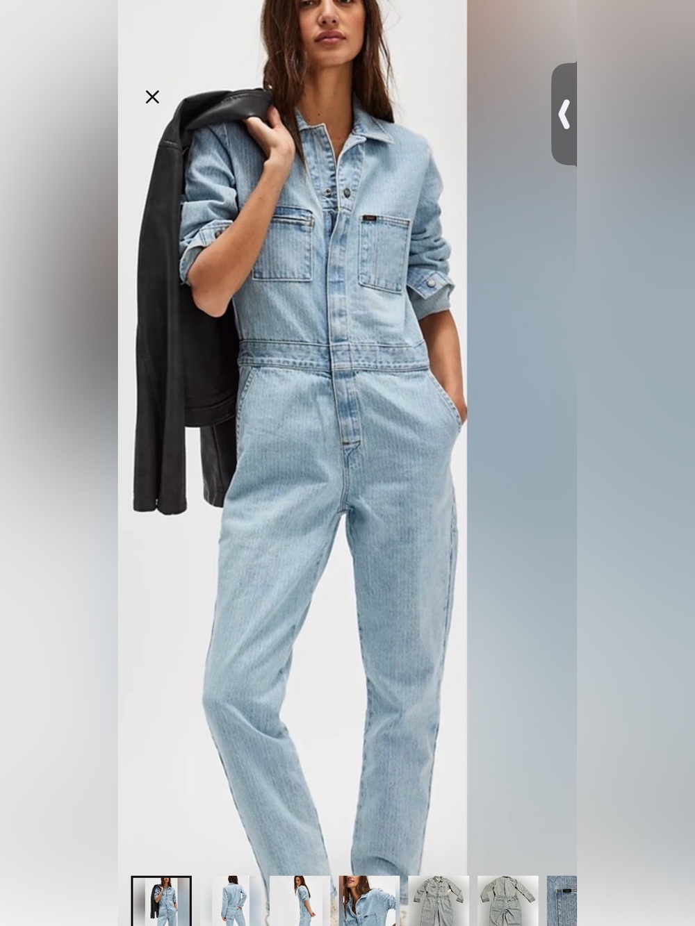 Free people x Lee Collab Light Blue Denim Jumpsuit.   NWT